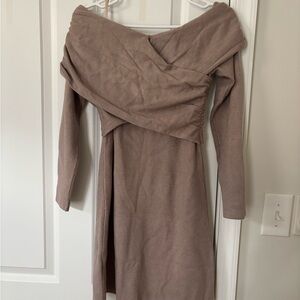 Abercrombie Off-Shoulder Taupe Dress